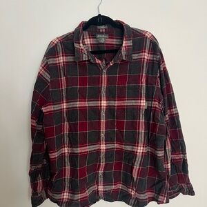 Eddie Bauer Red and Gray Plaid Shirt